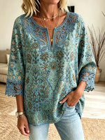Women's Damask Crochet Cutout Blouse
