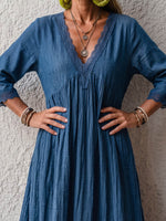 Vintage Elegant Cotton Linen Patchwork Lace Dress