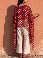 Vintage Elegant Irregular Cotton And Linen Floral Print Shirt