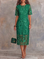 Vintage Elegant Chiffon Embroidered Dress