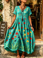 Women's Painted Poppy Floral Print Maxi Dress
