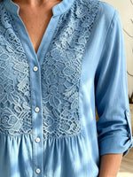 Women's Floral Crochet Lace Panel Blouse