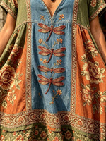 Women's Dragonfly Floral Print Maxi Dress