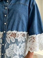 Women's Lace Hem Denim Shirt
