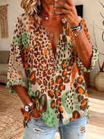 Vintage Elegant Button Long Sleeve Patterned Shirt