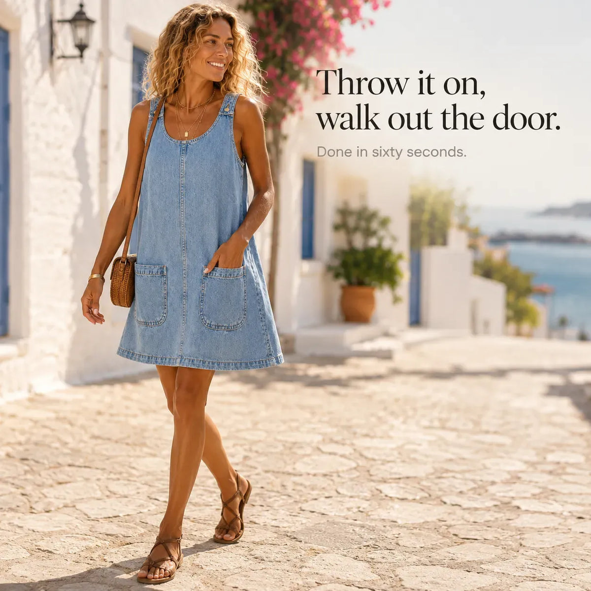 Women's Pocket Denim Overall Dress