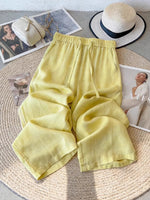 Women's Solid Color Art Casaul Linen Blend Pants